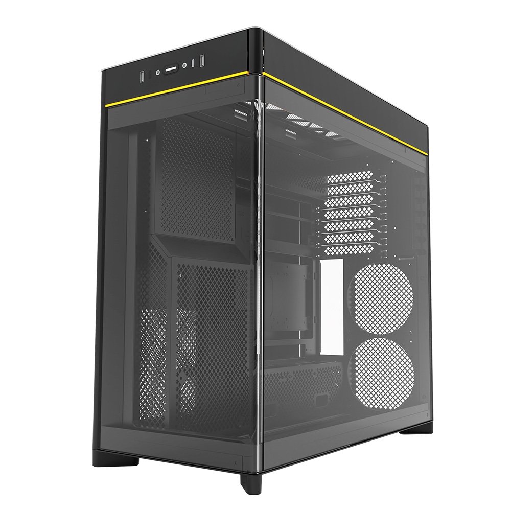 Gabinete Gamer Montech HS02, Mid-Tower, ATX, Vidro Temperado, Sem FANs, Preto - HS02BK
