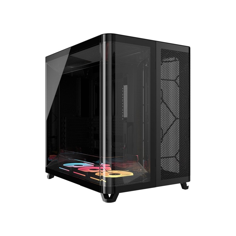 Gabinete Gamer Corsair AIR 5400, Mid-Tower, com 3 Fans LX-R iCUE LINK, Lateral em Vidro, Preto - CC-9011320-WW