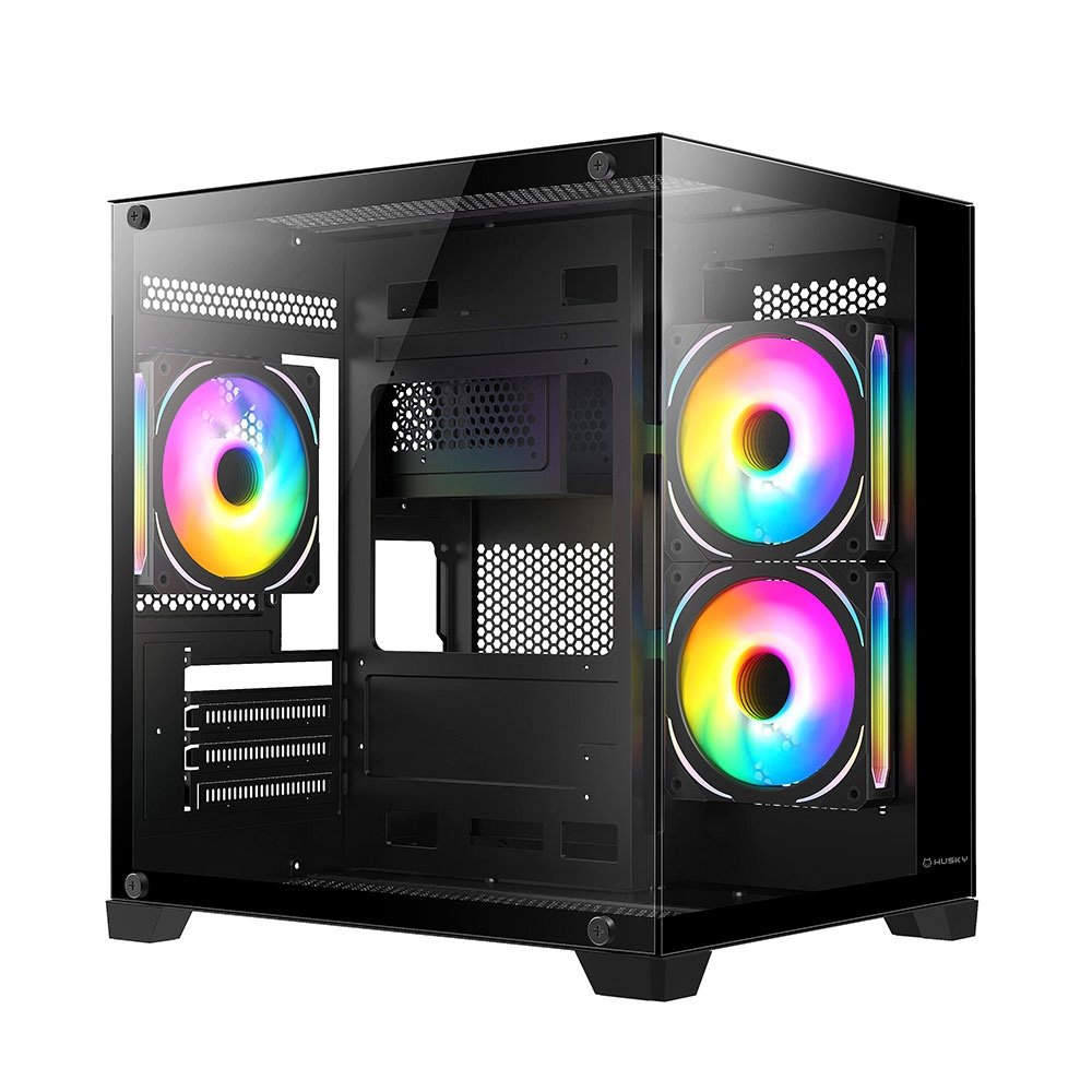 Gabinete Gamer Husky Dome 10, Micro-ATX, Lateral e Frontal em Vidro, Sem Fans, Preto - HGN10PT