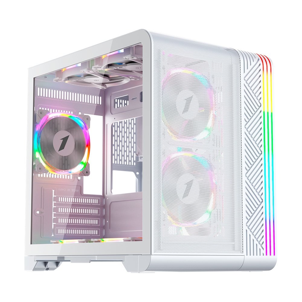 Gabinete Gamer 1STPLAYER VT5, Mid Tower, ATX, Lateral em Vidro Temperado, Sem Fan, Branco - VT5-WH