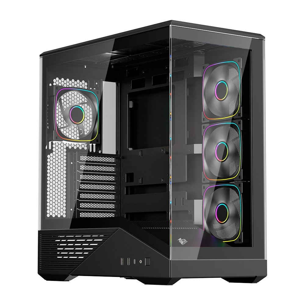Gabinete Gamer 1STPLAYER GM7, Mid Tower, ATX, Lateral em Vidro Temperado, Sem Fan, Preto - GM7-BK