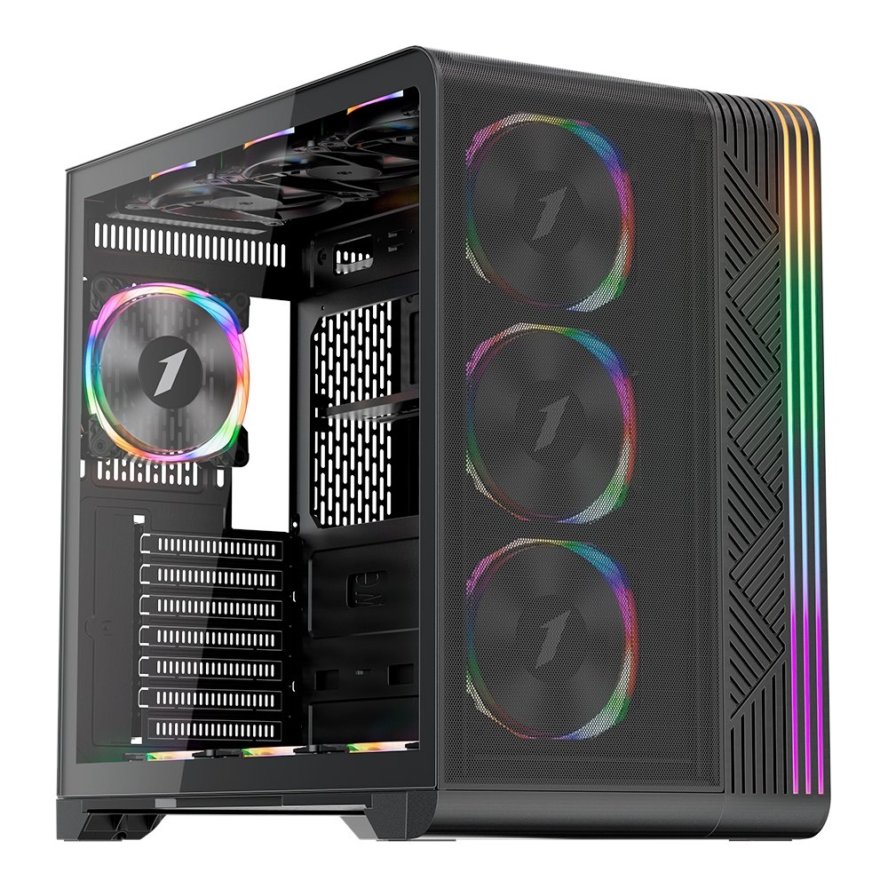 Gabinete Gamer 1STPLAYER VT7, Mid Tower, ATX, Lateral em Vidro Temperado, Sem Fan, Preto - VT7-BK