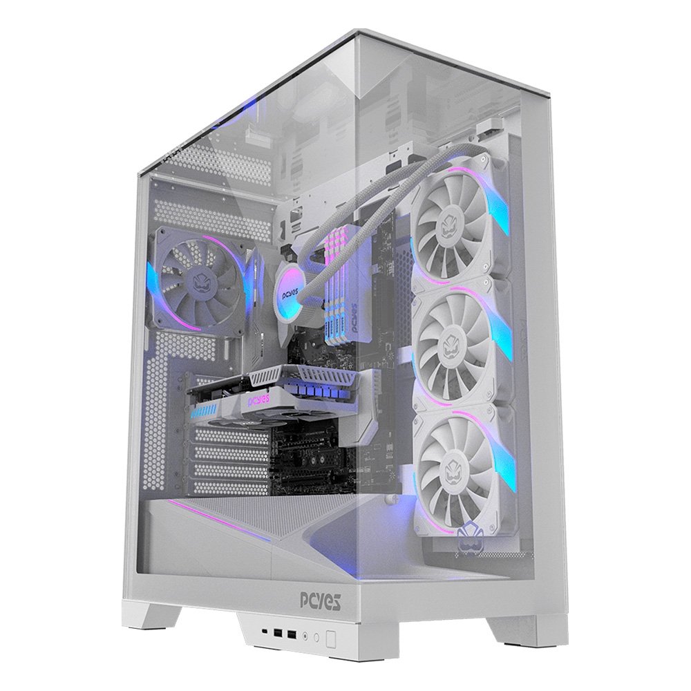 Gabinete Gamer PCYES Forcefield Dome, Mid Tower, RGB, Lateral em Vidro, White Ghost - Gffdwg