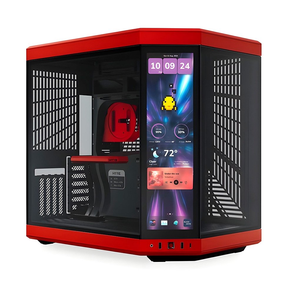 Gabinete Gamer HYTE Y70 Touch Infinite, Mid Tower, EATX, Tela LCD 14.9", Black Cherry - CS-HYTE-Y70TTI-RB