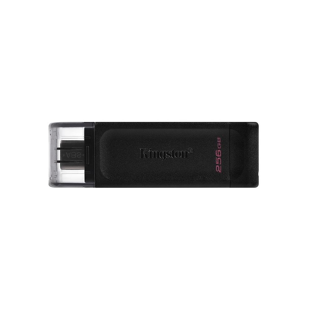Pen Drive 256GB Kingston DataTraveler 70, USB-C 3.2, Preto - DT70/256GB