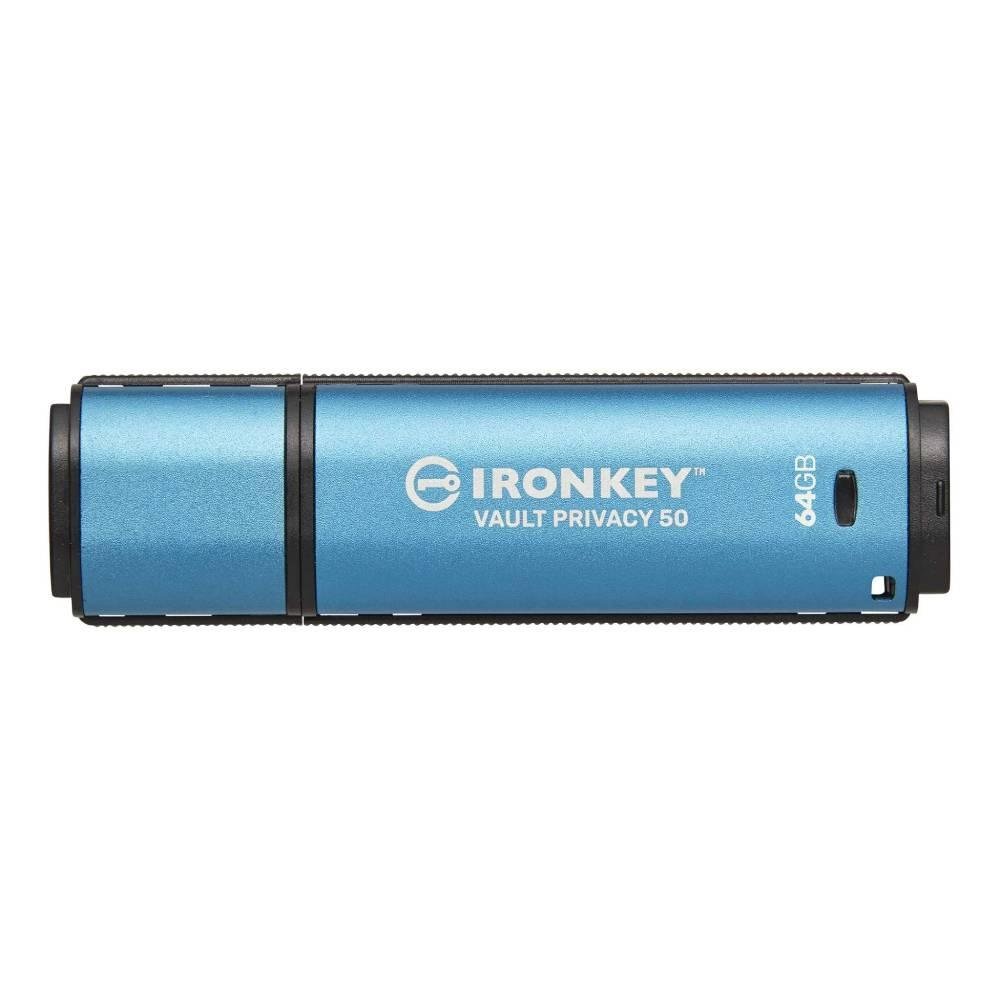 Pen Drive 64GB Kingston IronKey Vault Privacy 50C, USB-C 3.2 Gen 1, com Criptografia, Azul - IKVP50C/64GB