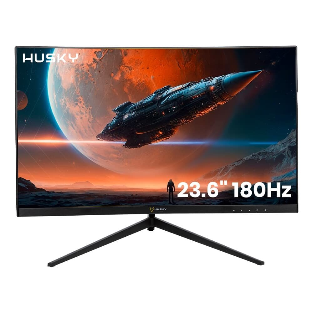 Monitor Gamer Husky Snow 23.6 LED Full HD, Curvo, 180Hz, 1ms, HDMI e DisplayPort, 99% sRGB, Adaptive Sync, Ajuste de ngulo - HGMT000