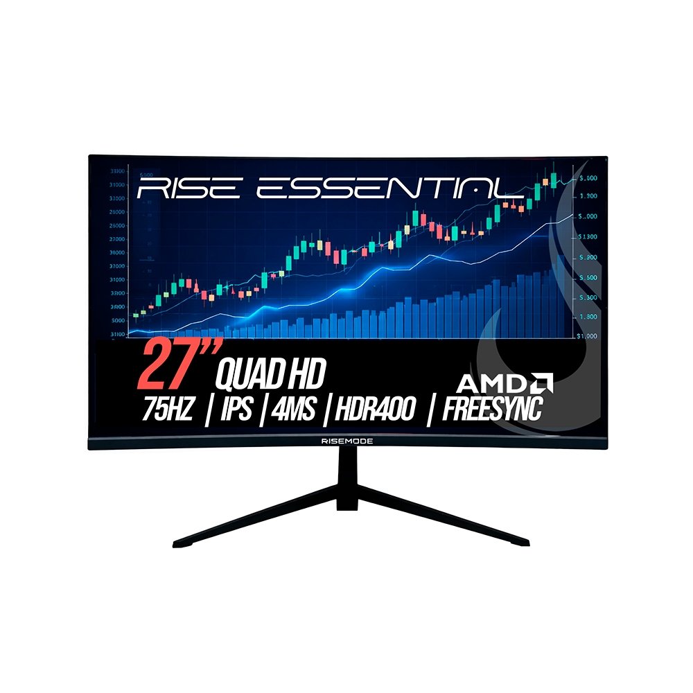 Monitor Gamer Rise Mode Essential 27", QHD, 4ms, IPS, FreeSync, HDR 400, FreeSync, HDMI e DisplayPort, sRGB 99%, Preto - RM-MOG-27F752K-B