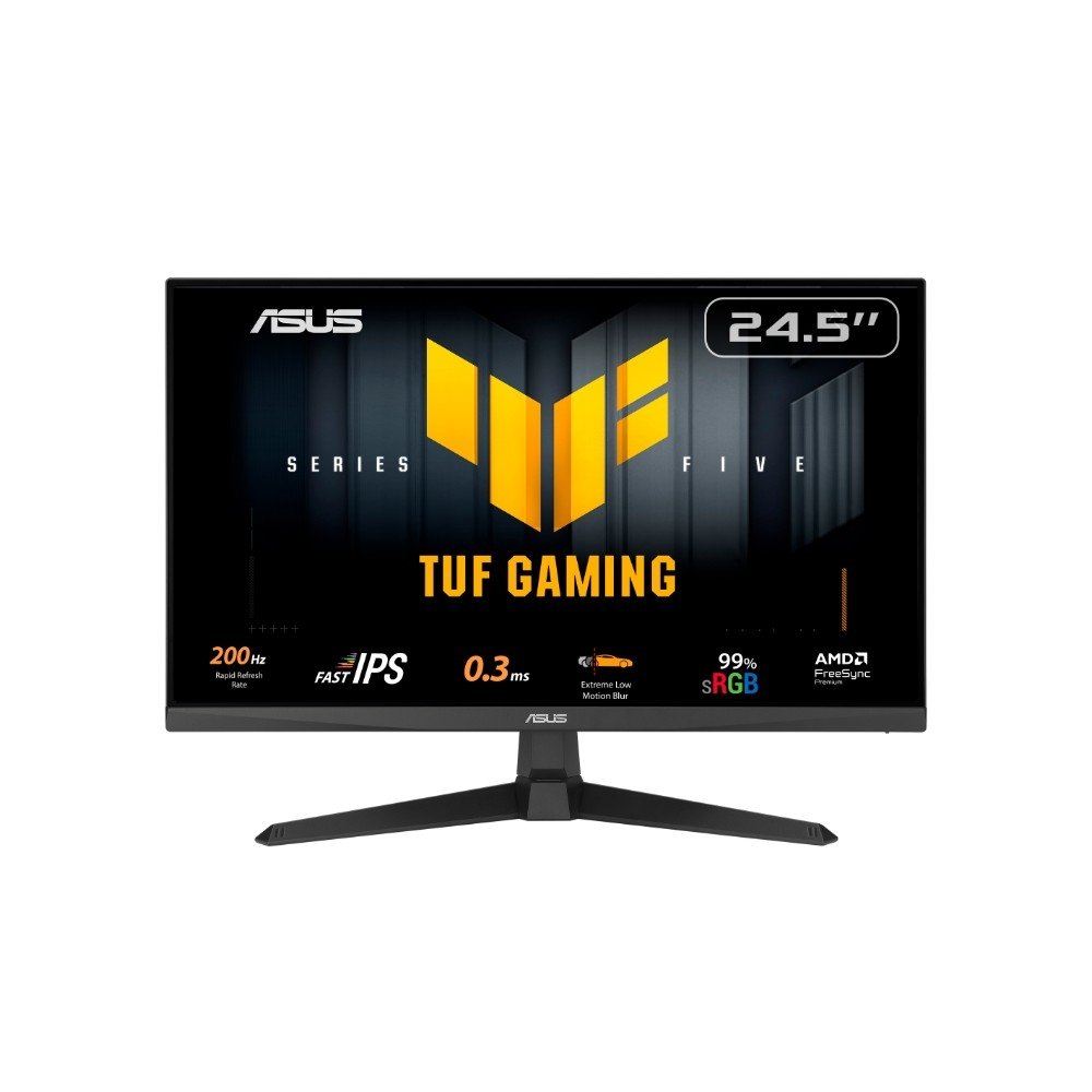 Monitor Gamer ASUS TUF 24.5", Full HD, 200Hz, 0.3ms, Fast IPS, VRR, G-Sync Comp, FreeSync Premium, HDR10, Som Integrado, Preto - VG259Q5A