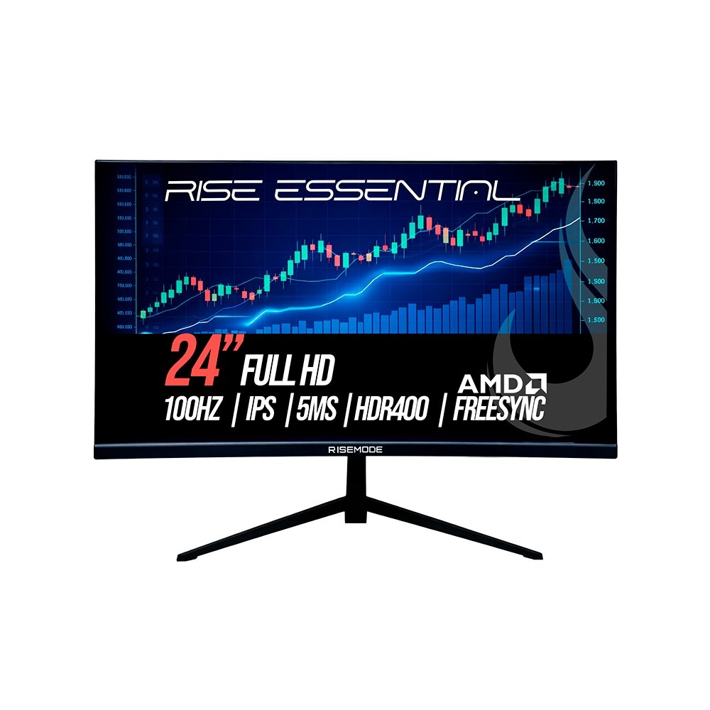 Monitor Gamer Rise Mode Essential 24", FHD, 100Hz, 5ms, IPS, FreeSync, HDR 400, HDMI e VGA, sRGB 99%, Preto - RM-MOG-24F100FH-B