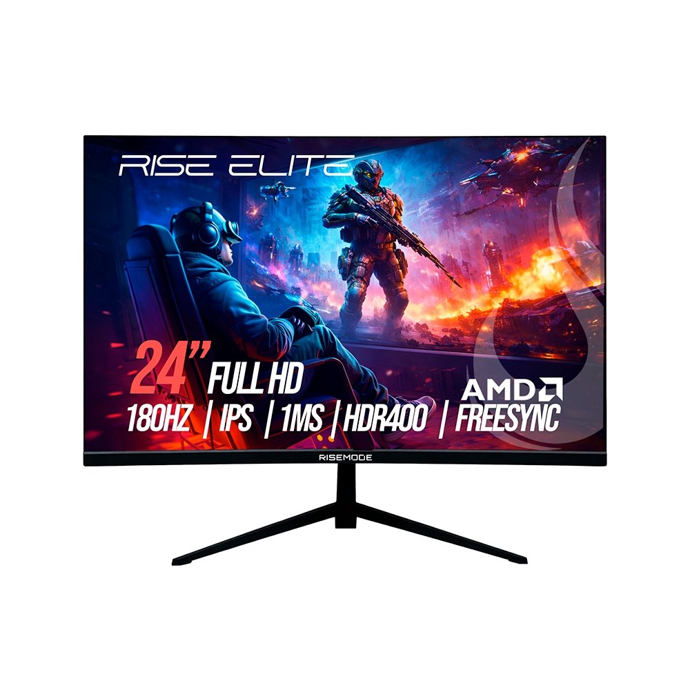 Monitor Gamer Rise Mode Prime 24", FHD, 180Hz, 1ms, IPS, FreeSync, HDR 400, HDMI e VGA, sRGB 110%, Preto - RM-MOG-24F180FH-B