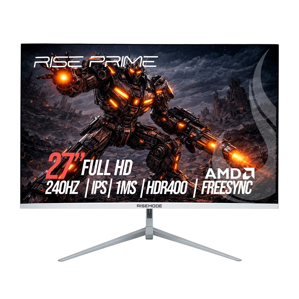Monitor Gamer Rise Mode Prime 27", Full HD, 240Hz, 1ms, IPS, FreeSync, HDR 400 HDMI e DisplayPort, Branco - RM-MOG-27F240FH-W