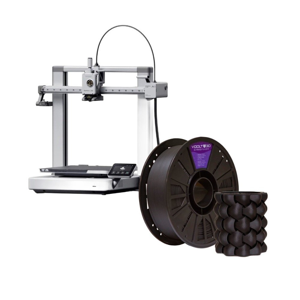 Kit Impressora 3D Bambu Lab A1 com AMS Lite, Bivolt - PF002-A+SA005-BRA +  Filamento PLA Preto Velvet 1kg - PL-PR-VE-1