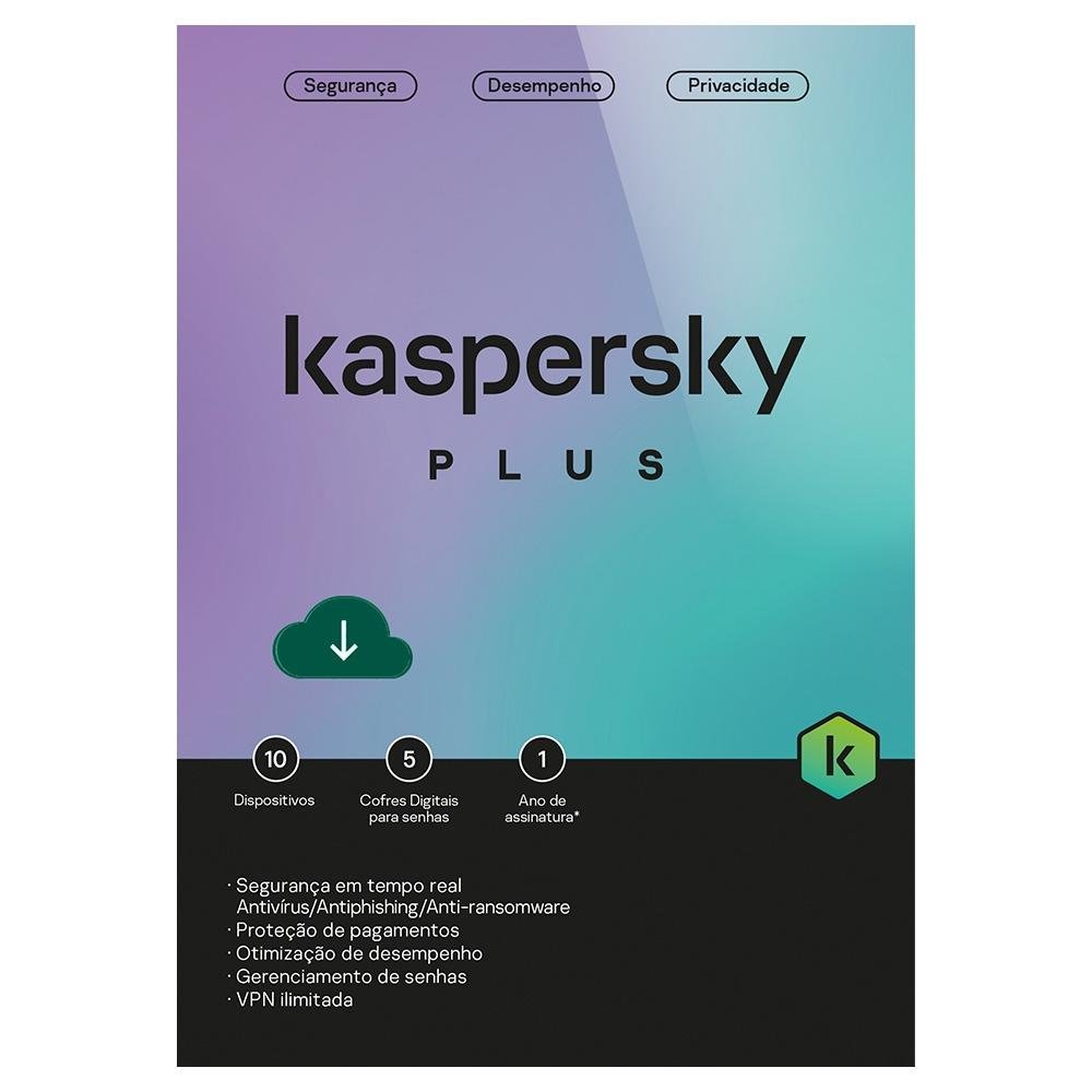 Kaspersky Antivírus Plus  10 Dispositivos 1 Ano, Digital para Download - KL1042KDKFS