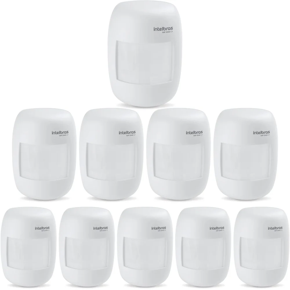 Kit 10 Sensores Alarme Passivo Infravermelho Com Fio Interno Ivp 3000 Cf Intelbras