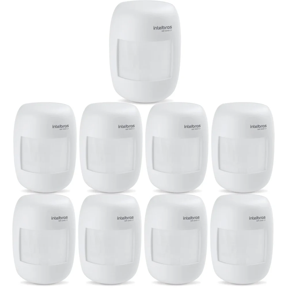 Kit 9 Sensores Alarme Passivo Infravermelho Com Fio Interno Ivp 3000 Cf Intelbras