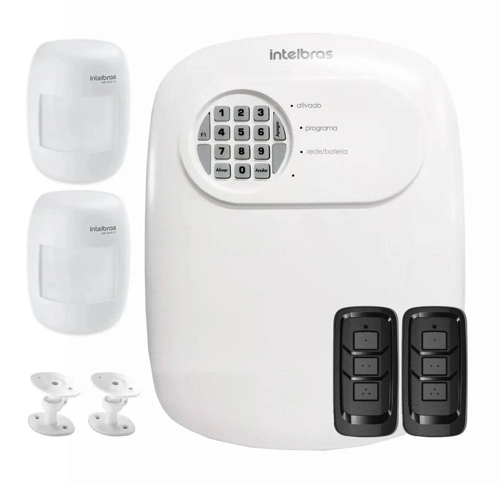 Kit Central De Alarme Anm 24 Net Intelbras + 2 Sensores Ivp 3000 Cf Alcance De 12mts