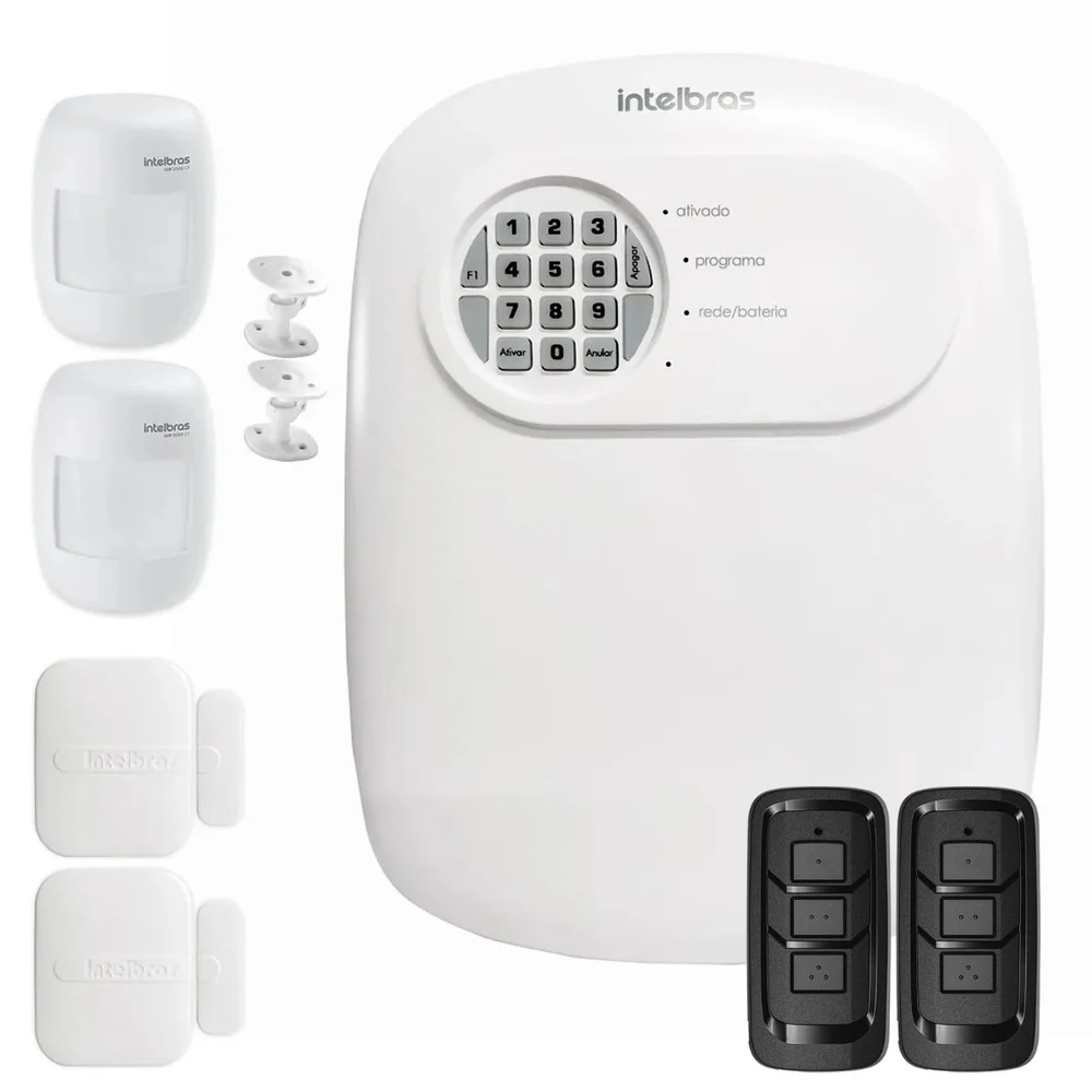Kit Central De Alarme Anm 24 Net Intelbras + 2 Sensor Xas 4010 Smart + 2 Sensor Ivp 3000 Cf