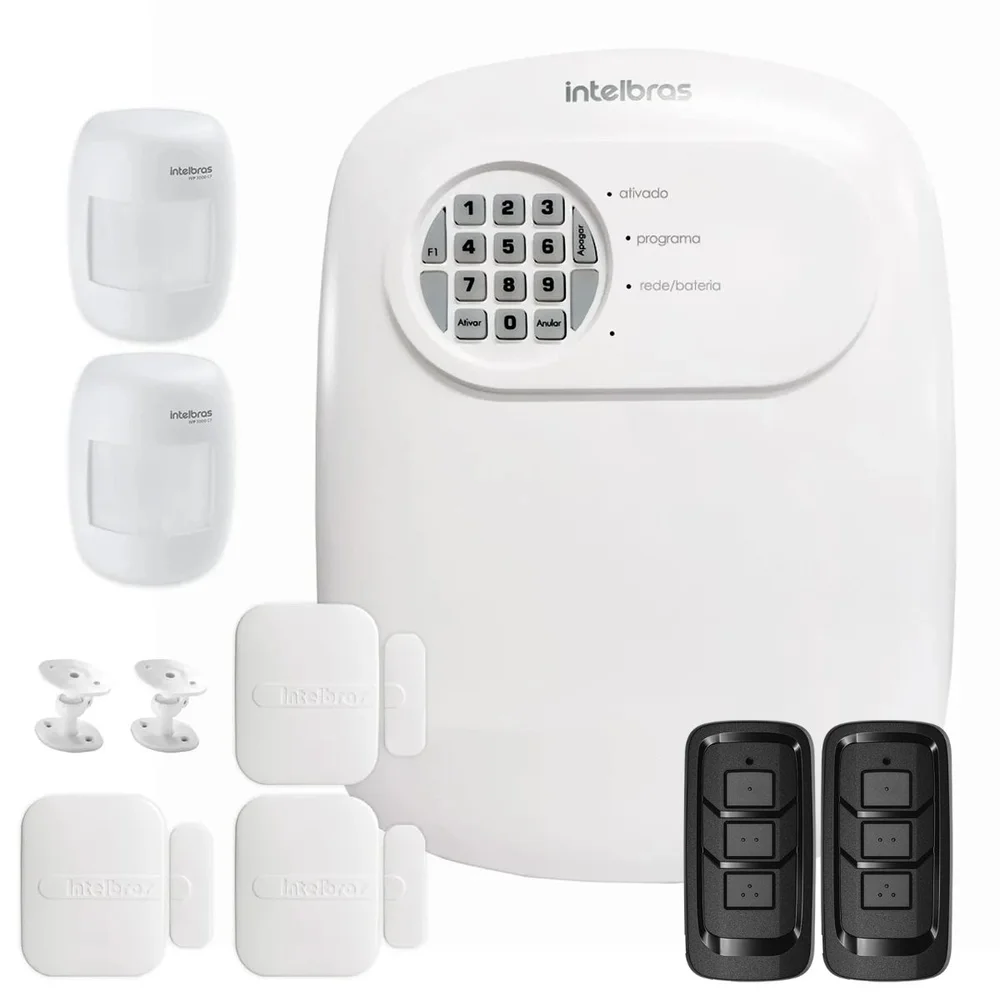 Kit Central De Alarme Anm 24 Net Intelbras + 3 Sensor Xas 4010 Smart + 2 Sensor Ivp 3000 Cf