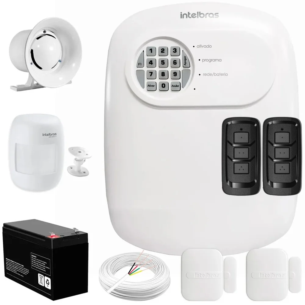 Kit Central De Alarme Anm 24 Net Intelbras + 2 Sensores Xas 4010 Smart + 1 Sensor Ivp 3000 Cf