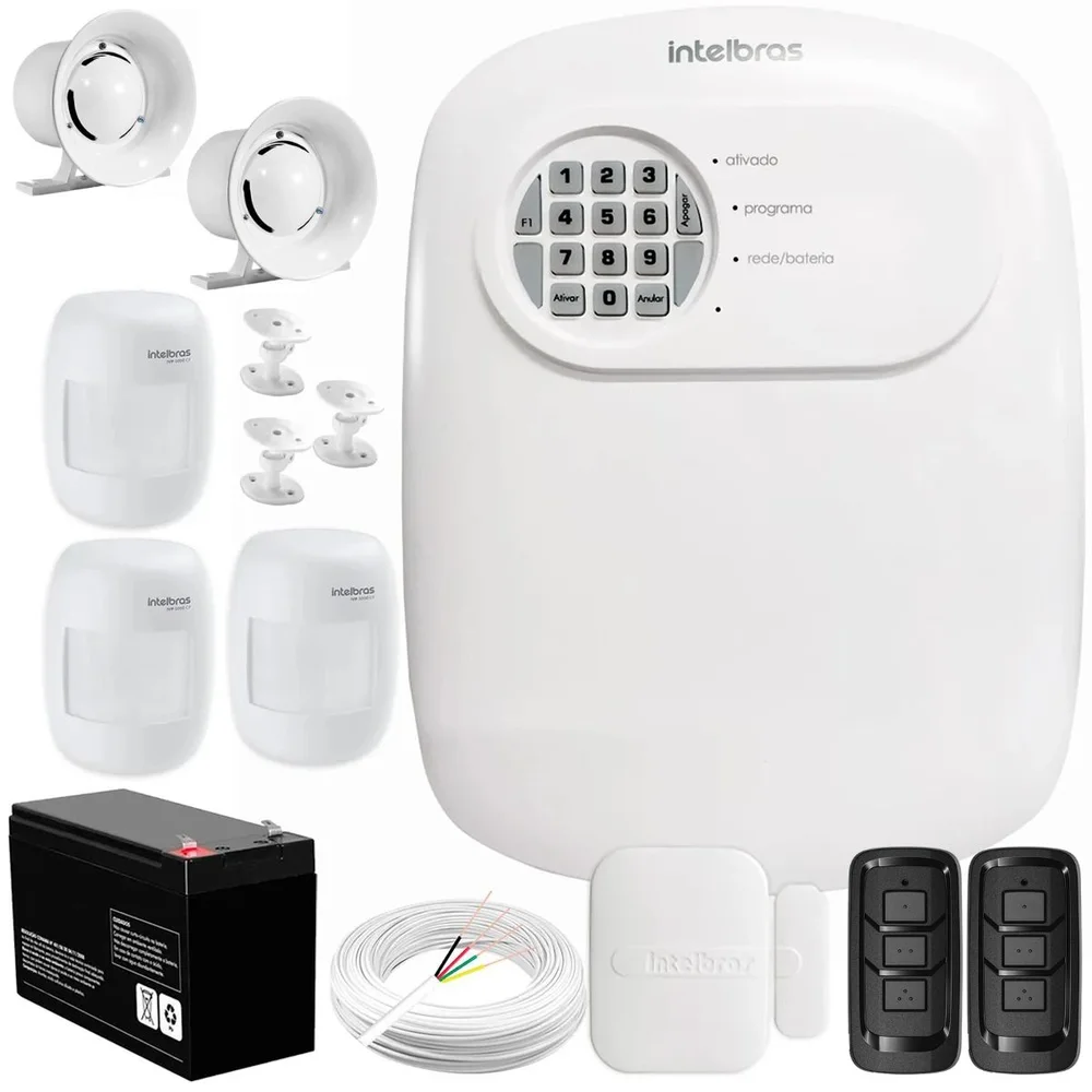 Kit Central De Alarme Anm 24 Net Intelbras + 1 Sensor Xas 4010 Smart + 3 Sensores Ivp 3000 Cf