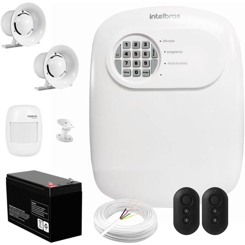 Kit Central De Alarme Anm 24 Net Intelbras + 1 Sensor Ivp 2000 Sf + Bateria + Sirenes + Cabo