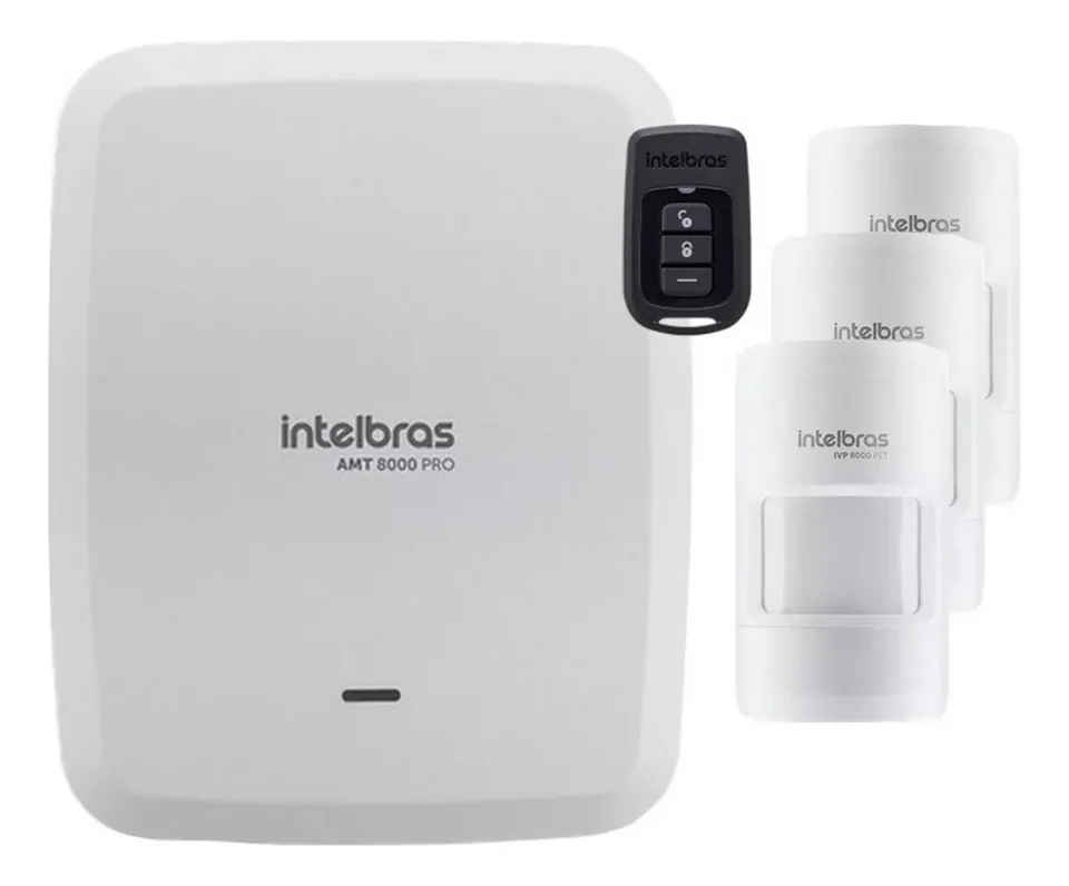 Kit Alarme Wifi S Fio Amt 8000 Pro 3 Sensor Presença Intelbras