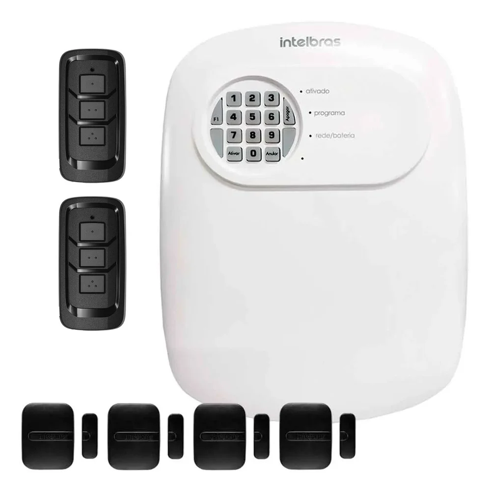 Kit Central De Alarme Anm 24 Net Intelbras Com 4 Sensor Janelas Xas Smart Black, 2 Controles