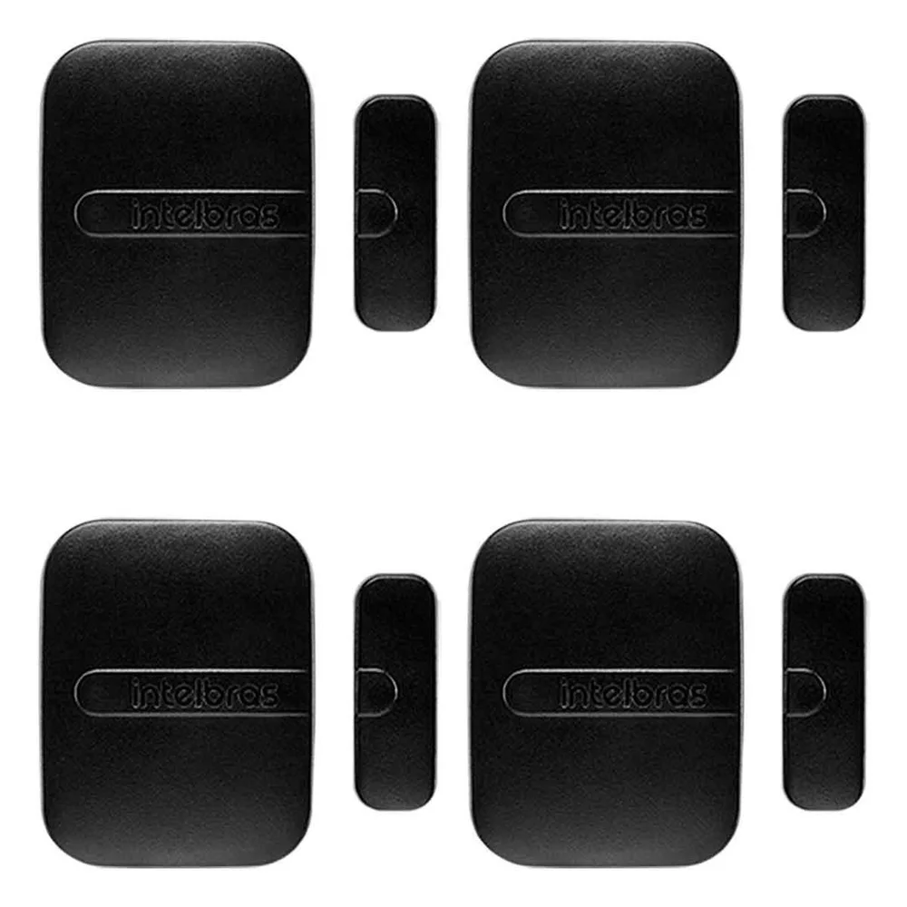 Kit 04 Sensores Magnético De Abertura De Porta E Janela Xas Smart Black Intelbras Sem Fio