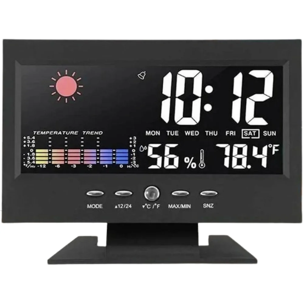 Sensor de Temperatura Relógio Digital LED Alarme  Meteorológico