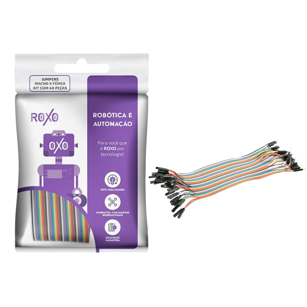 40x Cabo Jumper Fios Macho X Fêmea Para Robótica - Roxo