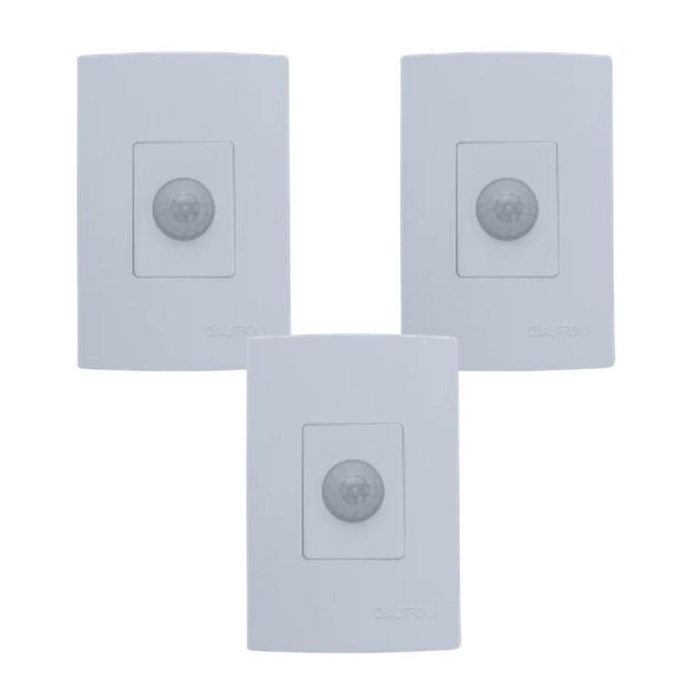 Kit 3x Sensor De Presença Qualitronix, Embutir Sem Chave, Lente 180º, 6 Funções - Qi2mb