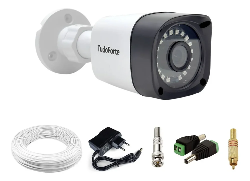 Câmera De Segurança Full Hd 1080p 2mp Bullet 20 Metros Infravermelho Lente 2.8mm Tudo Forte + Acessórios Para Instalação