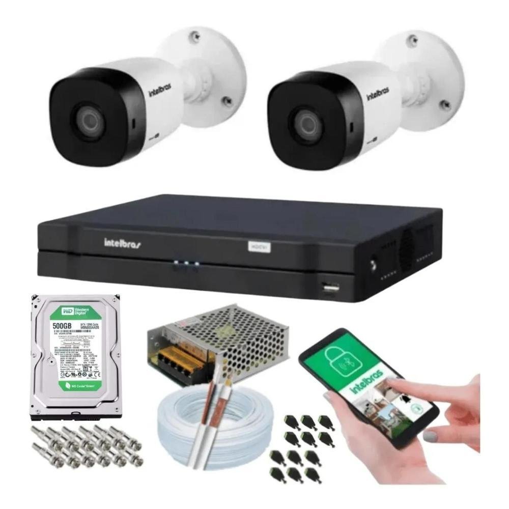 Kit 2 Cameras Seguranca Intelbras, 1120b, Externa, DVR 8 Canais