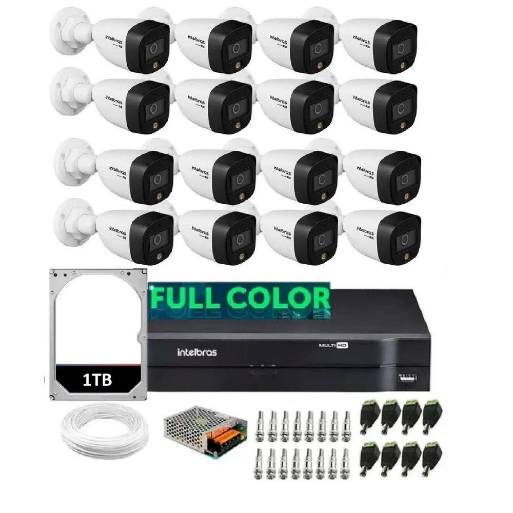 Kit 16 Câmeras Intelbras 1220b Full Color Dvr 16 Ch C/ 1tb