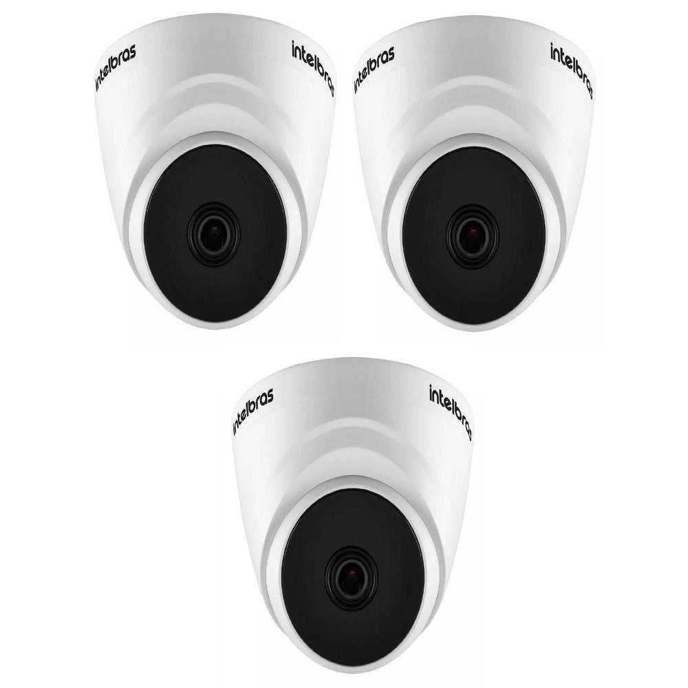 Kit 3 Câmera De Segurança Intelbras Vhl 1220 D Com Resolução De 2mp Visão Noturna Incluída - Branca