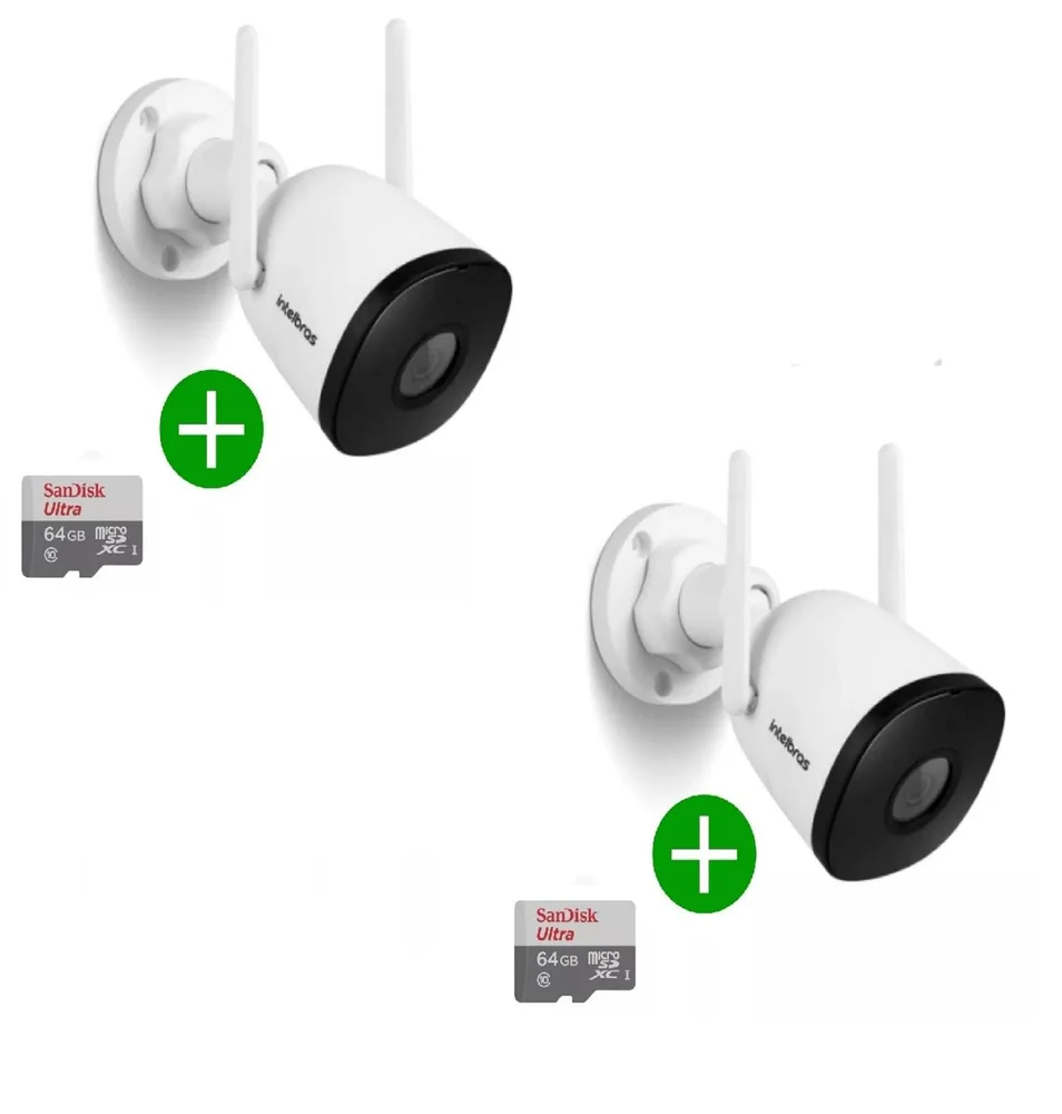 Kit 2 Câmera De Vídeo Intelbras Im5 S Full Hd 1080p Com Cartao 64gb.