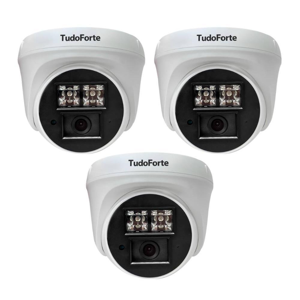 Kit 3 Câmeras De Segurança Dome Interna Full Hd 1080p Com Visão Noturna De 20 Metros E Lente 2.8mm Tudo Forte