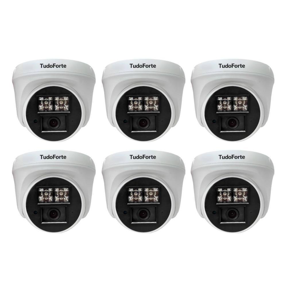 Kit 6 Câmeras De Segurança Dome Interna Full Hd 1080p Com Visão Noturna De 20 Metros E Lente 2.8mm Tudo Forte