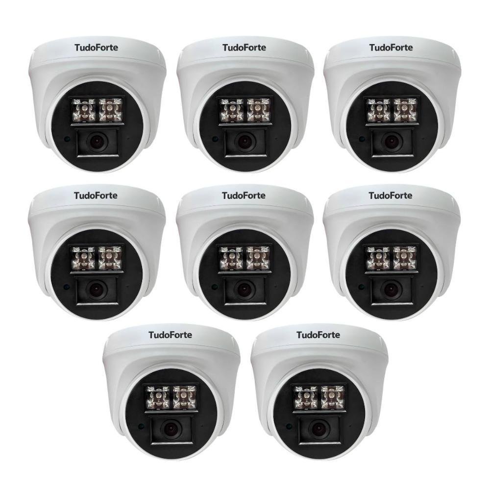 Kit 8 Câmeras De Segurança Dome Interna Full Hd 1080p Com Visão Noturna De 20 Metros E Lente 2.8mm Tudo Forte