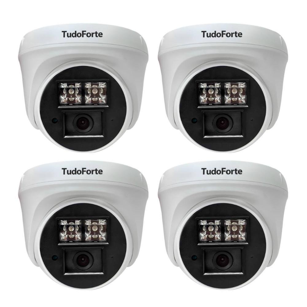 Kit 4 Câmeras De Segurança Dome Interna Full Hd 1080p Com Visão Noturna De 20 Metros E Lente 2.8mm Tudo Forte