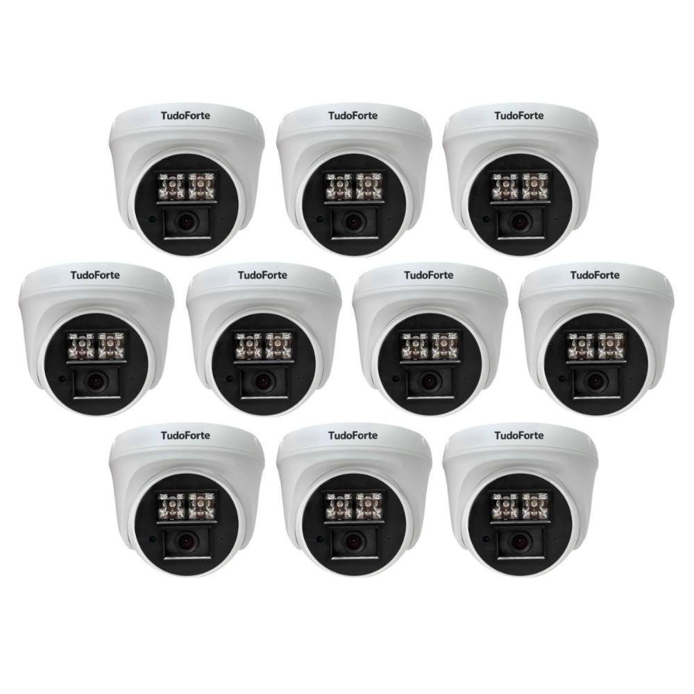 Kit 10 Câmeras De Segurança Dome Interna Full Hd 1080p Com Visão Noturna De 20 Metros E Lente 2.8mm Tudo Forte