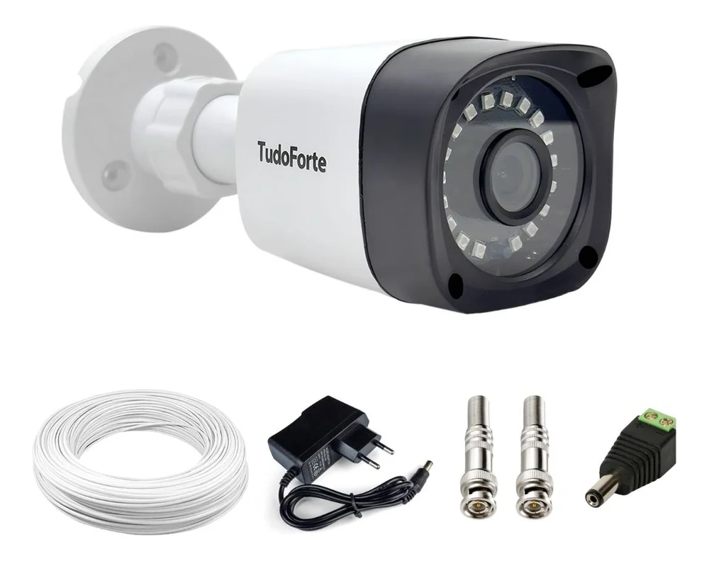 Câmera De Segurança Tudo Forte, Full HD 1080p 2MP Bullet - Visão Noturna IR, 20 Metros