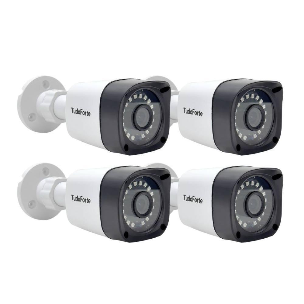 Kit 4 Câmeras De Segurança, FULL HD, 1080p 2mp, Bullet, 20 Metros, Infravermelho, Lente 2.8mm