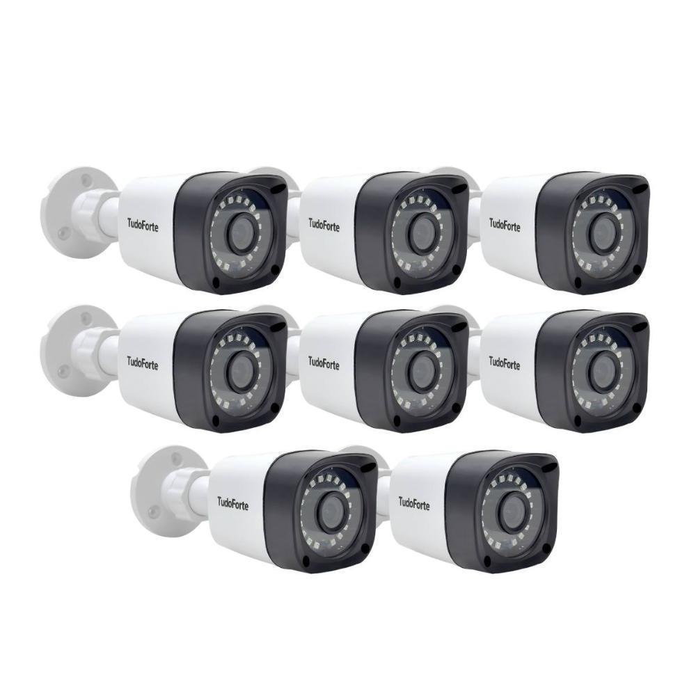 Kit 8 Câmeras De Segurança, FULL HD 1080p 2mp, Bullet, 20 Metros, Infravermelho, Lente 2.8mm