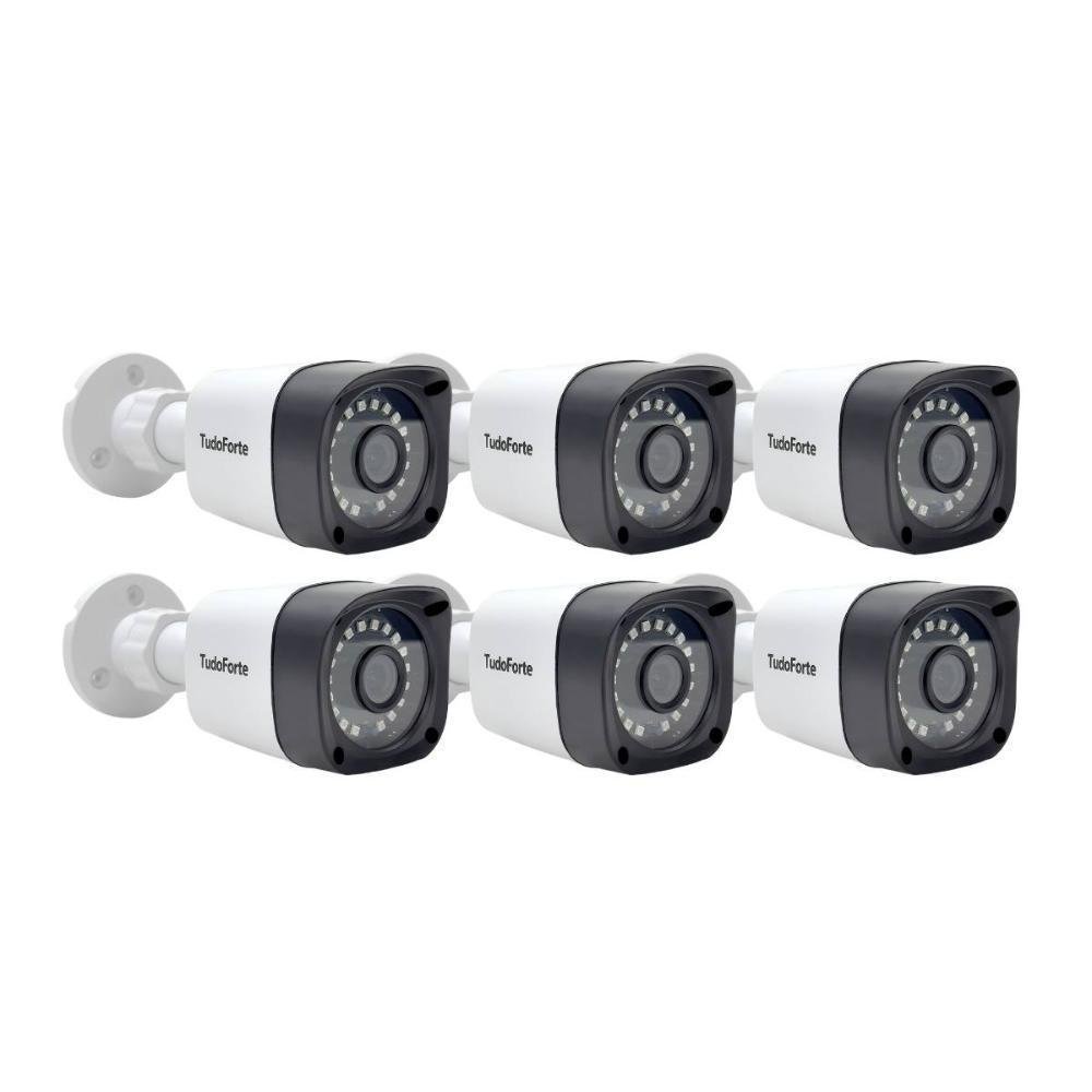 Kit 6 Câmeras De Segurança, FULL HD, 1080p, 2mp, Bullet, 20 Metros, Infravermelho, Lente 2.8mm