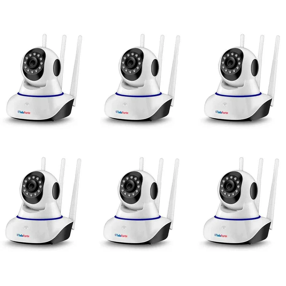 Kit - 6 Câmeras De Segurança IP, Sem Fio, Wi-Fi, HD 720p, Robo, Wireless