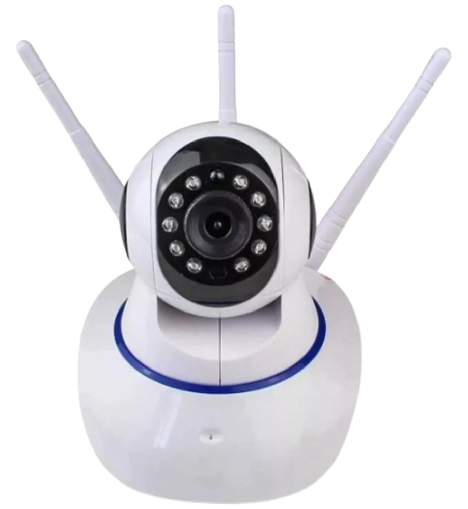 Câmera IP Sem Fio 360°, 3 Antenas, HD, Alarme, Wi-fi, Visão Noturna