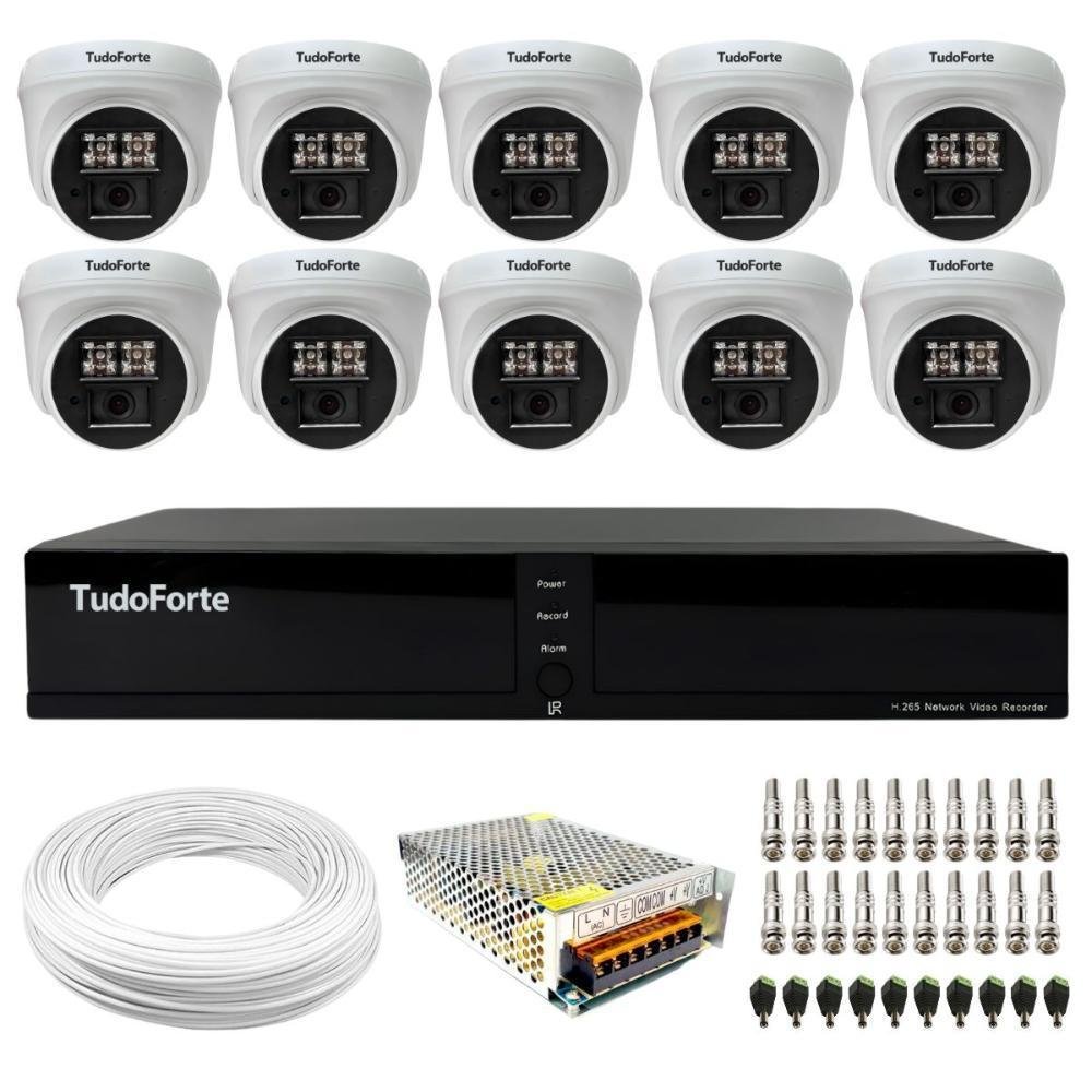 Kit 10 Câmeras De Segurança, Dome, Interna, FULL HD, 1080p, Com Visão Noturna De 20m, Lente 2.8mm + Dvr, FULL HDx 3316, 16 Canais