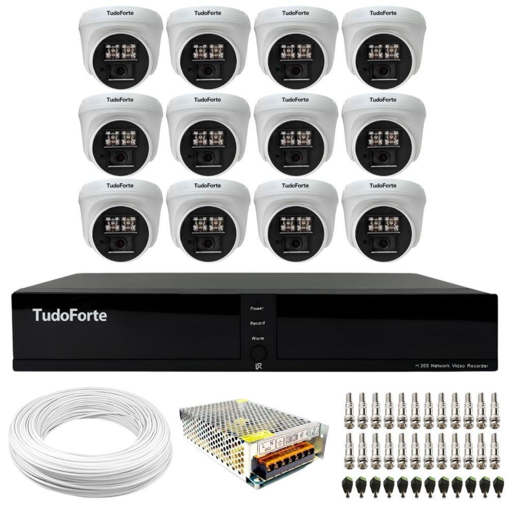 Kit 12 Câmeras De Segurança, Dome, Interna, FULL HD, 1080p, Com Visão Noturna De 20m, Lente 2.8mm + Dvr, FULL HDx 3316, 16 Canais